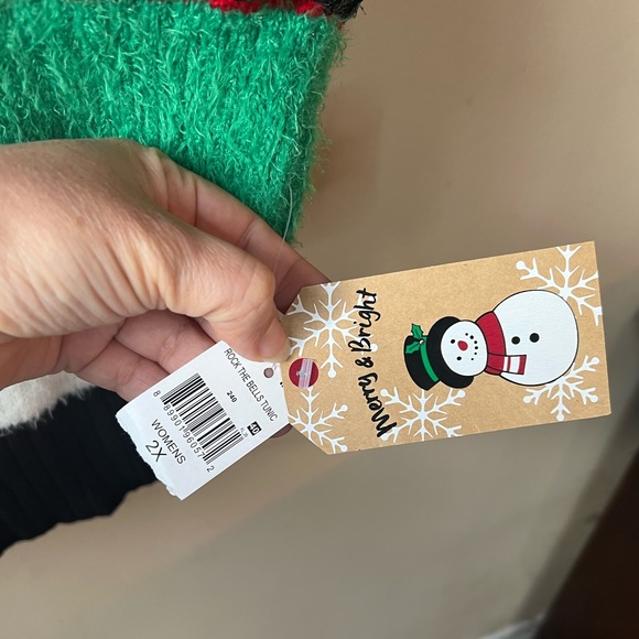 NEW Merry & Bright Ugly Sweater Christmas Rock the Bells PlusSize 2X Sequin Lama - Picture 13 of 14